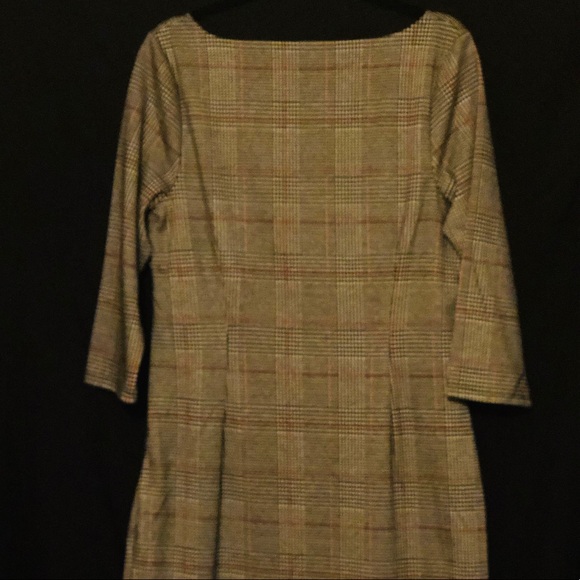NWT EXPRESS Plaid Square Neck Sheath Dress - Picture 6 of 6